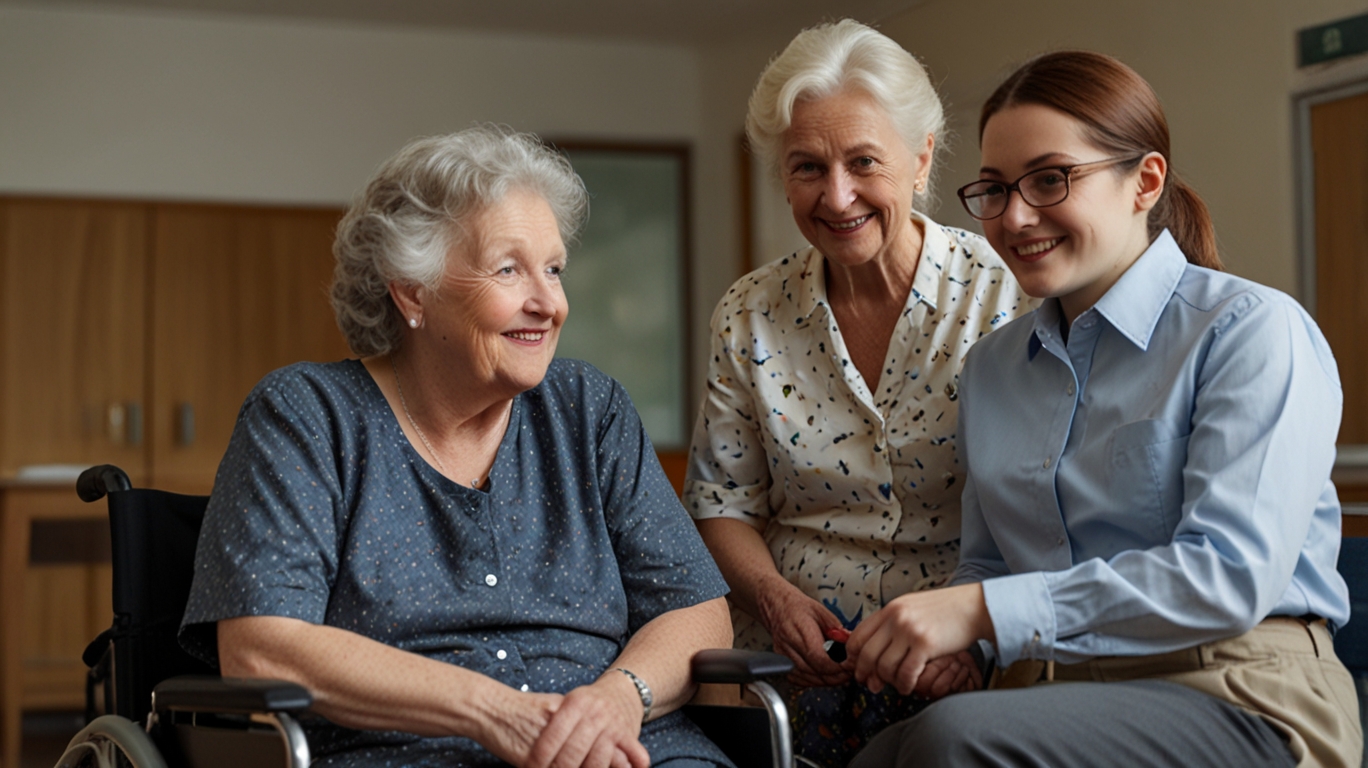 elderly ladies and carer